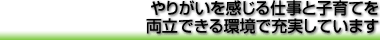 やりがいを感じる仕事と子育てを両立できる環境で充実しています