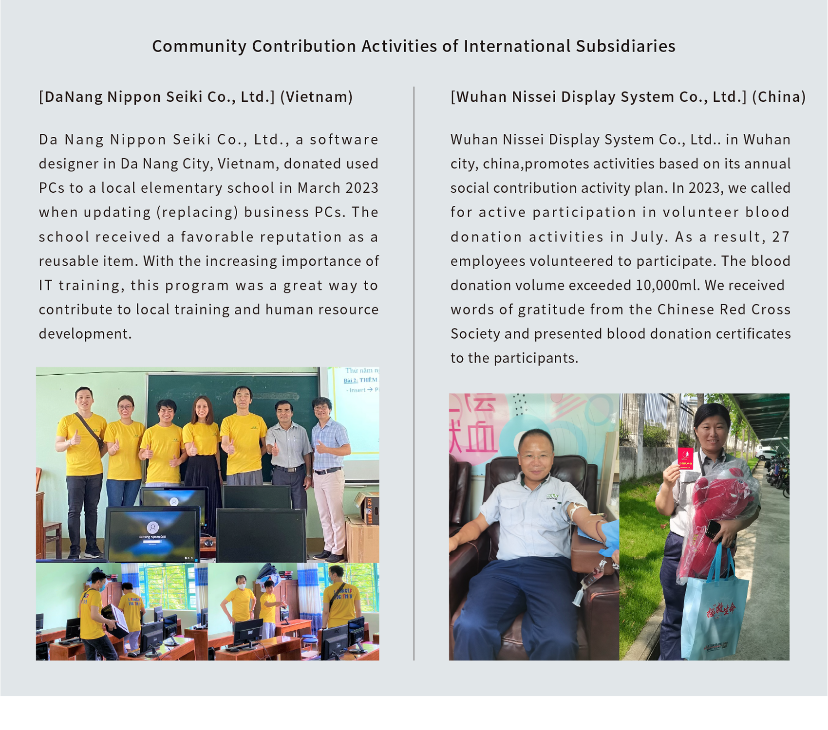 Our social contribution activities at overseas subsidiaries